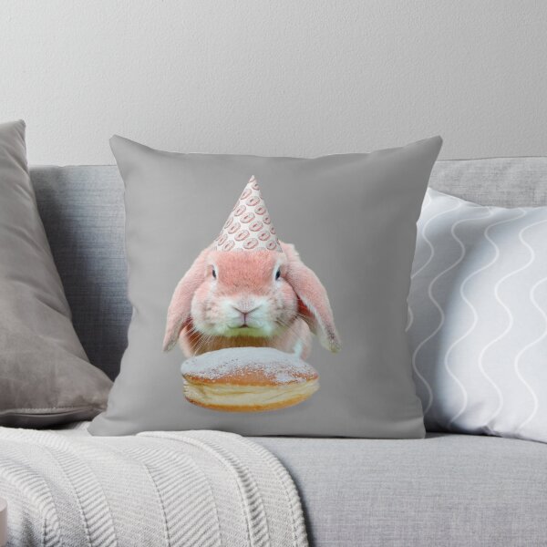 Rabbit Donut Party by Alice Monber Throw Pillow