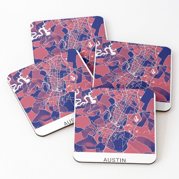 Item preview, Austin Texas Named City Map - Red-Blue Duotone designed and sold by StylishStacks.