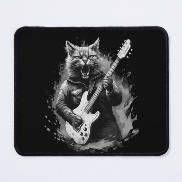 Item preview, Rock Cat Playing Guitar And Singing Grey Version designed and sold by jenmountainen.