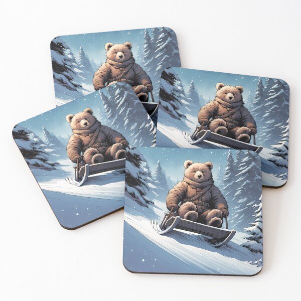 Item preview, Teddy on a sledge riding down a hill in the snow designed and sold by Colin Bentham.
