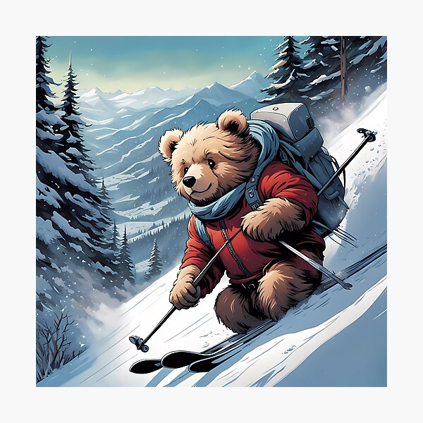Item preview, Teddy skiing down a hill in the snow designed and sold by Colin Bentham.