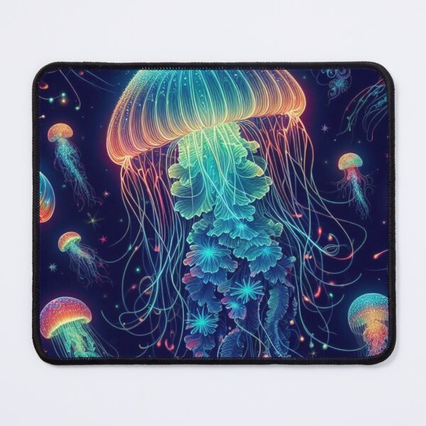 Item preview, Luminescent Rainbow Jellyfish on Navy Blue  designed and sold by raedattia.