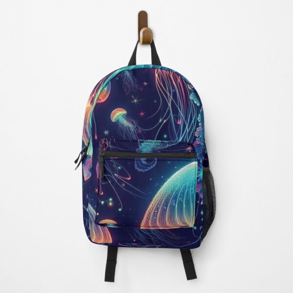 Item preview, Luminescent Rainbow Jellyfish on Navy Blue  designed and sold by raedattia.
