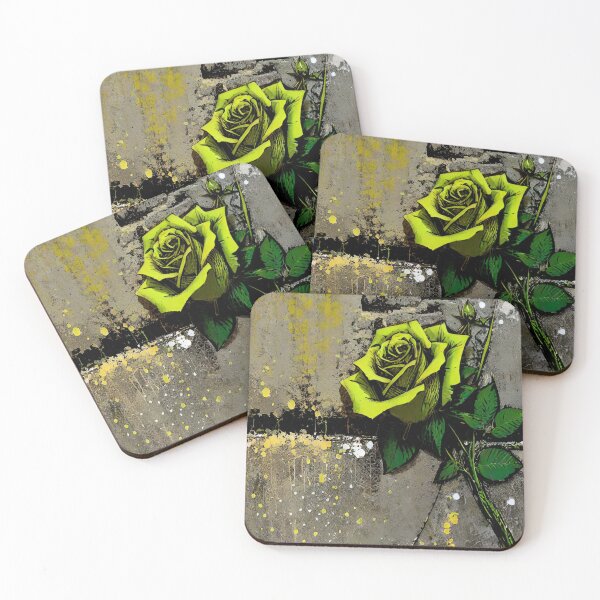 Item preview, Stone roses Lemon colour rose on a Jackson pollock stone wall designed and sold by Seanyah.