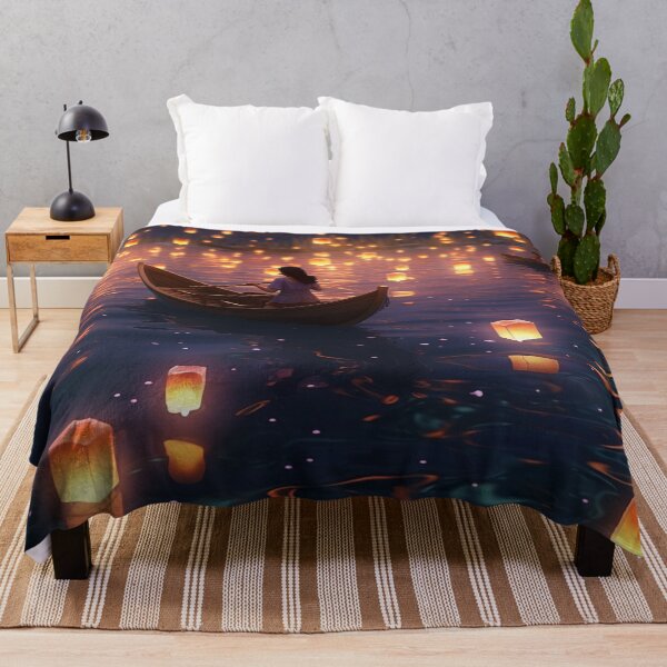 Item preview, Lanterns above lake with boats designed and sold by zand-n-zive.