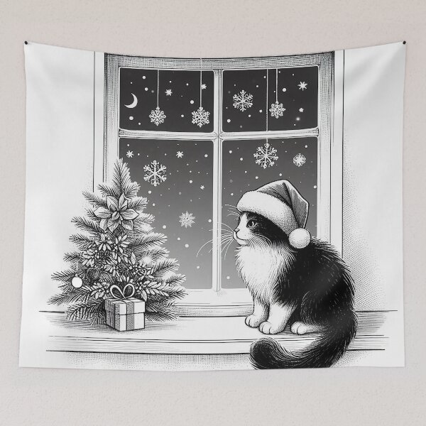 Item preview, Cute Cat in Christmas Outfit designed and sold by ArtwaveEmporium.