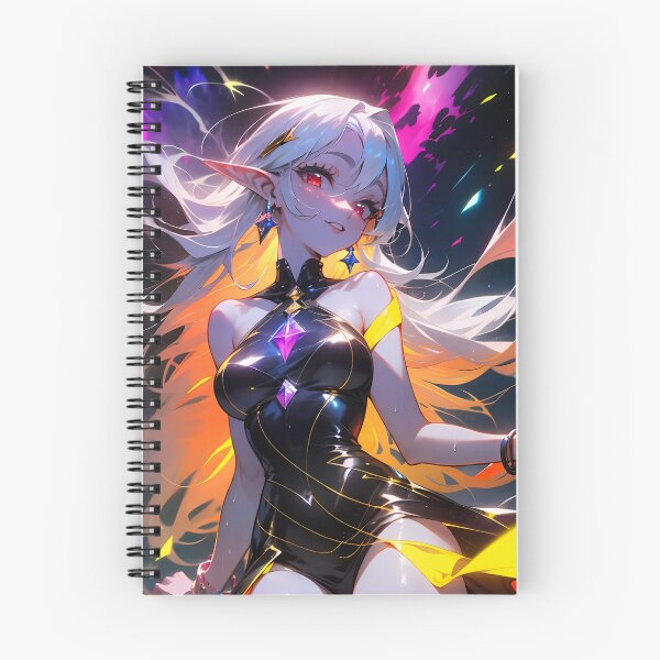 Artikelvorschau, Wunderschönes Anime-Mädchen, Elfe, schwarzes Kleid, Regenbogenblumen entworfen und verkauft von sSupernovas001.