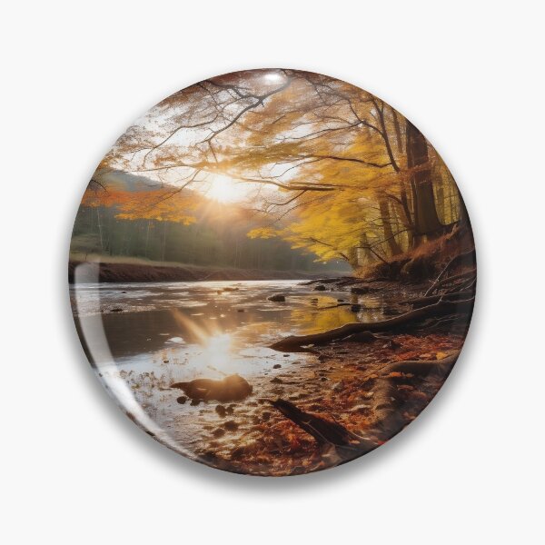 Item preview, Autumn lake with trees at sunset - Landscape photography designed and sold by TheArtistOf2022.