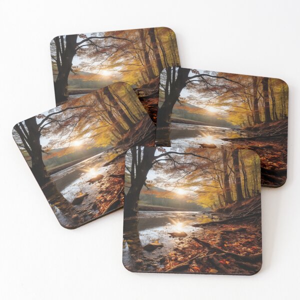 Item preview, Autumn lake with trees at sunset - Landscape photography designed and sold by TheArtistOf2022.