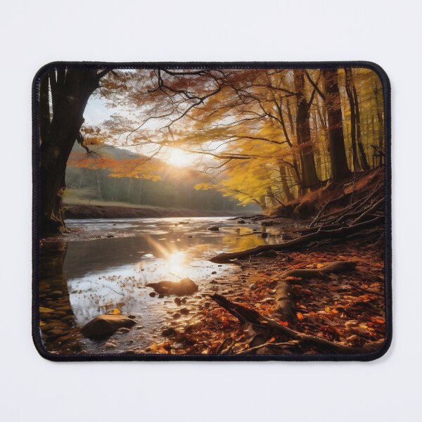 Item preview, Autumn lake with trees at sunset - Landscape photography designed and sold by TheArtistOf2022.