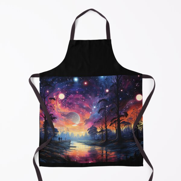 Item preview, digital art night sky moon star river tree designed and sold by UILOVE.