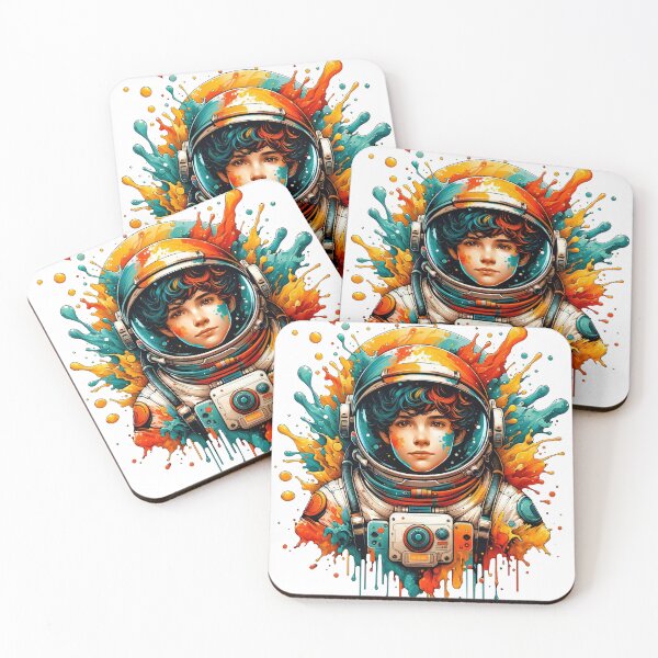 Item preview, Vibrant Astronaut Dreams: Cosmic Paint Splatter Portrait designed and sold by Giods3.