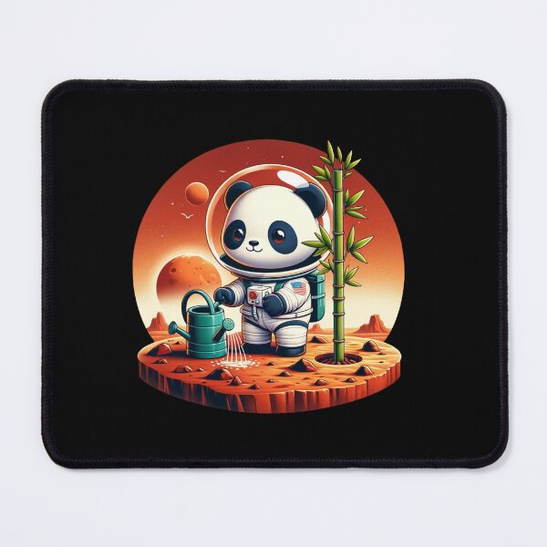 Artikelvorschau, Pandabär-Astronaut, „Astronaut Panda gießt Bambus auf marsähnlichem Planeten – Illustration zur Weltraumgartenarbeit.“ entworfen und verkauft von ChromaticBlend.