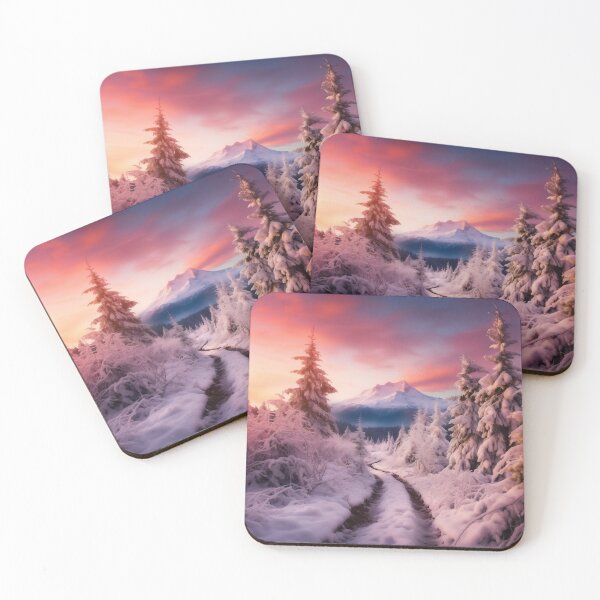 Item preview, Misty forest in Winter snow at sunset long exposure - Landscape photography designed and sold by TheArtistOf2022.