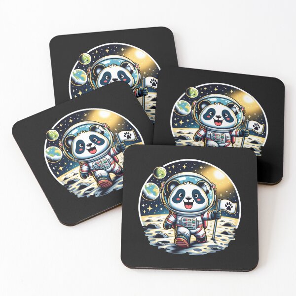 Item preview, Panda Bear Astronaut , "Cheerful Panda Astronaut Planting Flag on the Moon – Cartoon Space Adventure Illustration." designed and sold by ChromaticBlend.