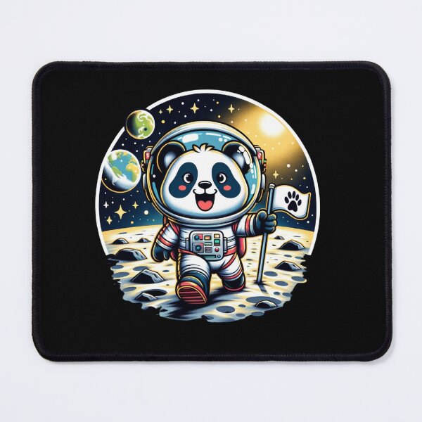 Item preview, Panda Bear Astronaut , "Cheerful Panda Astronaut Planting Flag on the Moon – Cartoon Space Adventure Illustration." designed and sold by ChromaticBlend.