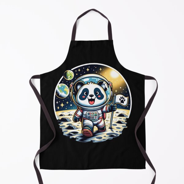Item preview, Panda Bear Astronaut , "Cheerful Panda Astronaut Planting Flag on the Moon – Cartoon Space Adventure Illustration." designed and sold by ChromaticBlend.