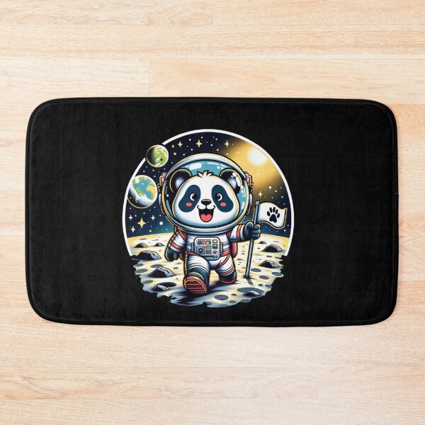 Item preview, Panda Bear Astronaut , "Cheerful Panda Astronaut Planting Flag on the Moon – Cartoon Space Adventure Illustration." designed and sold by ChromaticBlend.