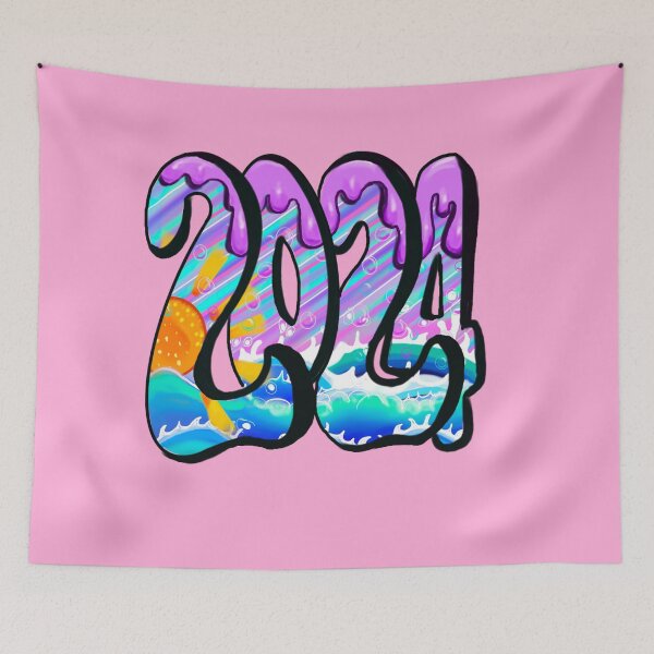 Item preview, Happy new year graffiti style text 2024 designed and sold by Artonmytee.