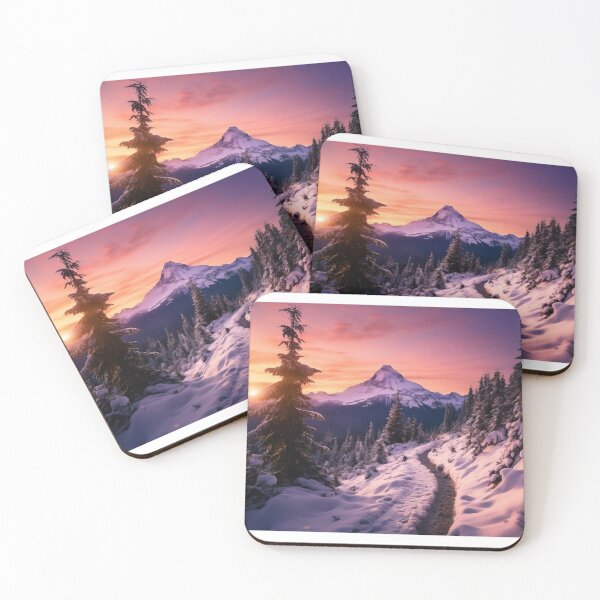 Item preview, Misty forest in Winter snow at sunset long exposure - Landscape photography designed and sold by TheArtistOf2022.