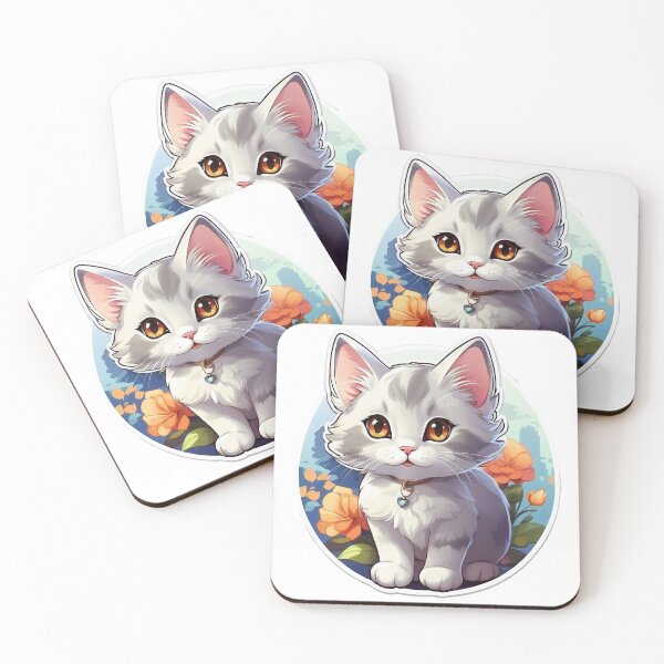 Item preview, An adorable cute gray and white cat designed and sold by MahmodArt.