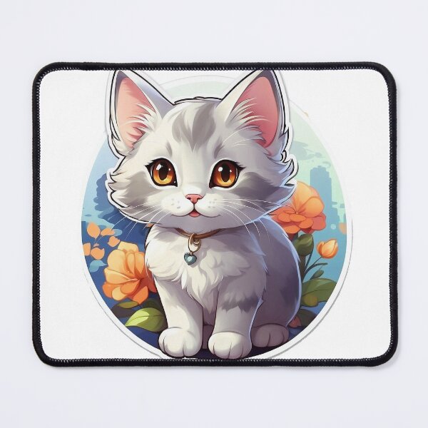 Item preview, An adorable cute gray and white cat designed and sold by MahmodArt.
