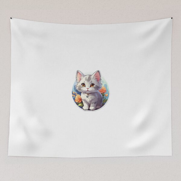 Item preview, An adorable cute gray and white cat designed and sold by MahmodArt.