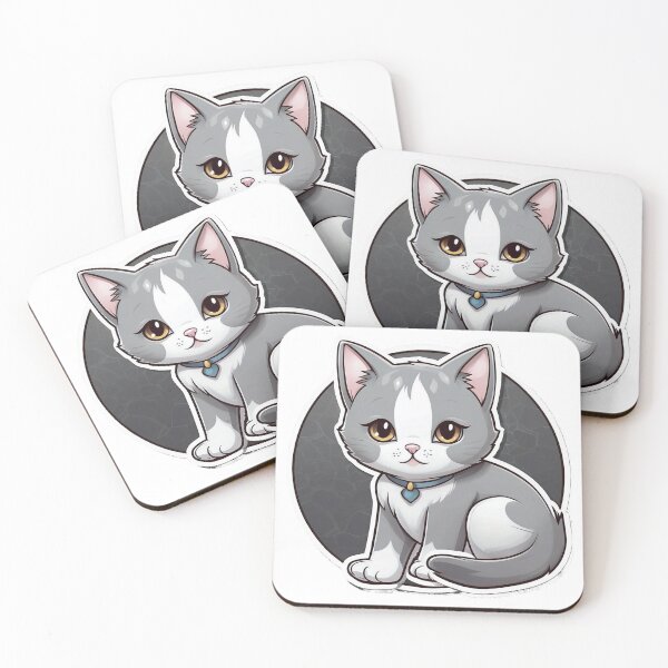 Item preview, An adorable cute gray and white cat designed and sold by MahmodArt.