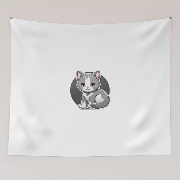 Item preview, An adorable cute gray and white cat designed and sold by MahmodArt.