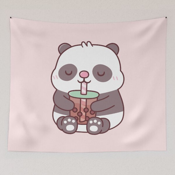 Item preview, Cute Chubby Panda Bear Drinking Bubble Tea designed and sold by rustydoodle.