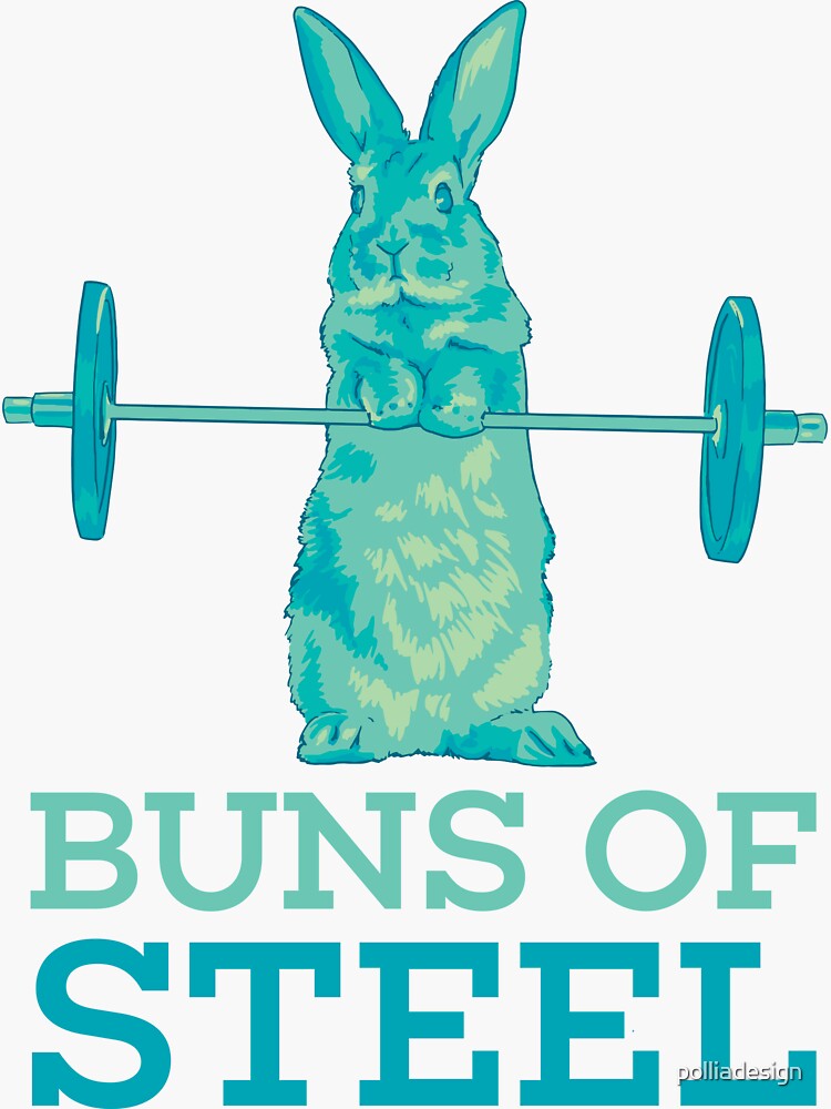 Buns of Steel Bunny Rabbit Lifting Blue by polliadesign