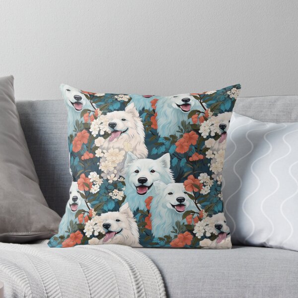 Item preview, Copy of Retro Samoyed and Flowers Blossom Pattern designed and sold by Julia Smorochynska.