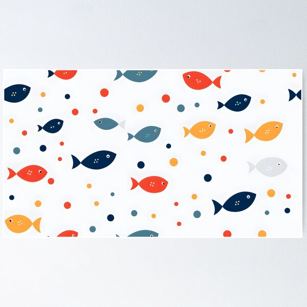 Item preview, Aquatic Charm: Playful Fish in Vivid Hues designed and sold by unimuse.