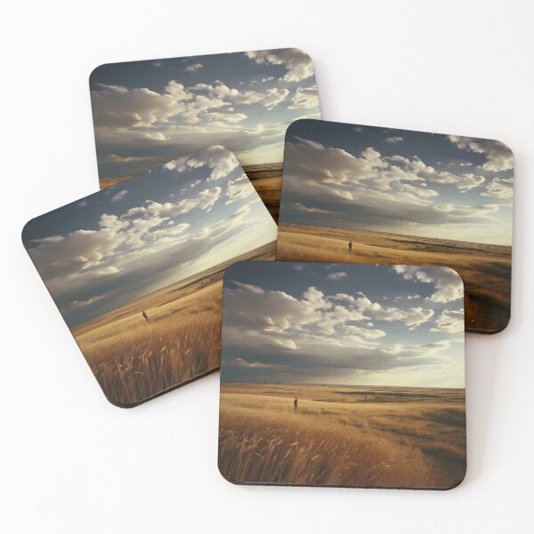 Item preview, Fields of Gold in Spain with lonely man - Landscape photo designed and sold by TheArtistOf2022.