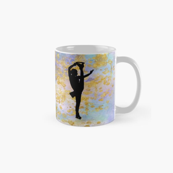 Golden Aspirations Figure Skating Watercolor Graphic Silhouette Design Classic Mug