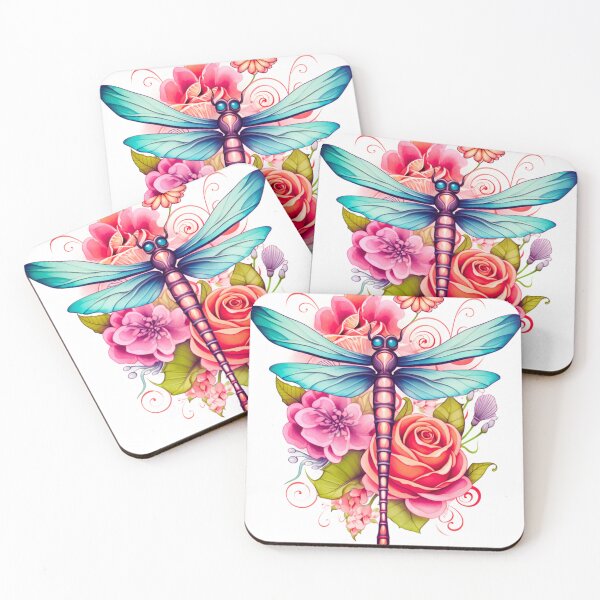 Item preview, Dragonfly with Flowers designed and sold by PaperieJennifer.