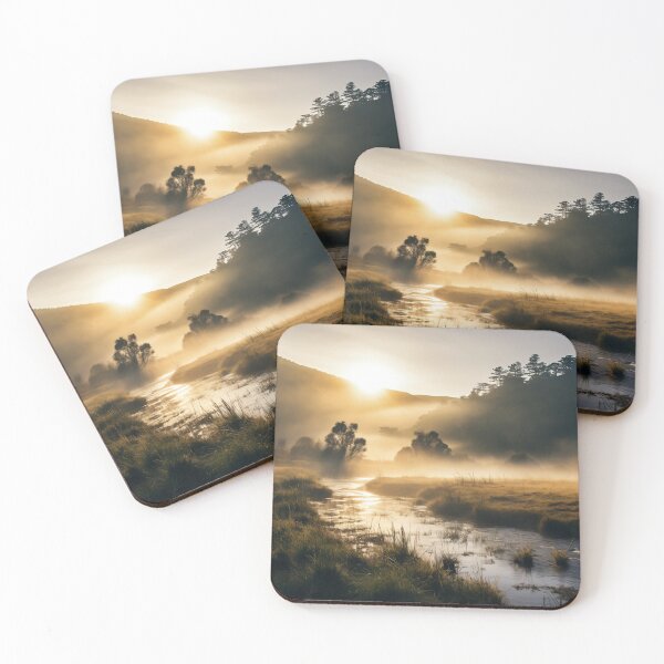 Item preview, Mountain and river at sunset in long exposure - Landscape photography designed and sold by TheArtistOf2022.