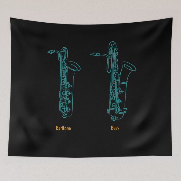 Item preview, Baritone And Bass Saxophone, Saxophone Line Art Drawing designed and sold by CJansuebsri.