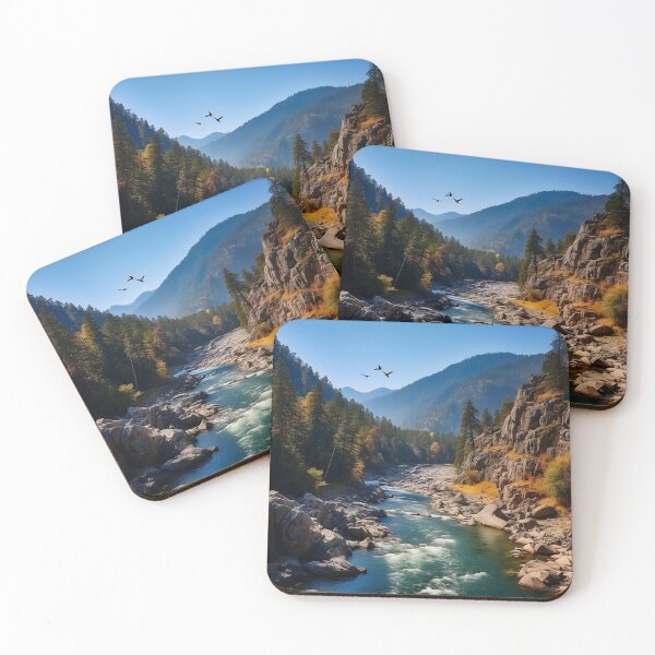 Item preview, River in a green valley with mountains long exposure - Landscape photography designed and sold by TheArtistOf2022.