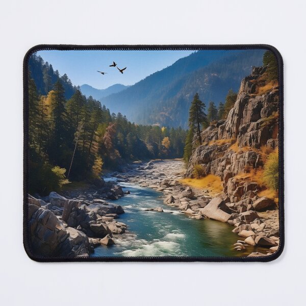 Item preview, River in a green valley with mountains long exposure - Landscape photography designed and sold by TheArtistOf2022.