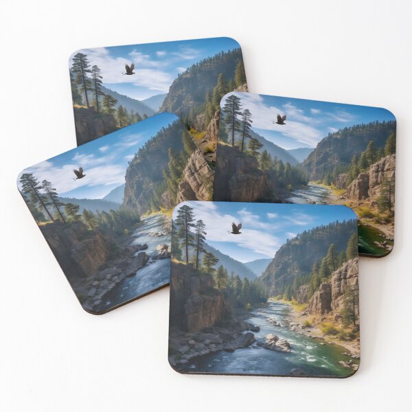 Item preview, River in a green valley with mountains long exposure - Landscape photography designed and sold by TheArtistOf2022.