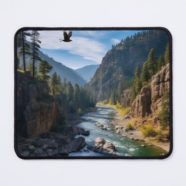 Item preview, River in a green valley with mountains long exposure - Landscape photography designed and sold by TheArtistOf2022.