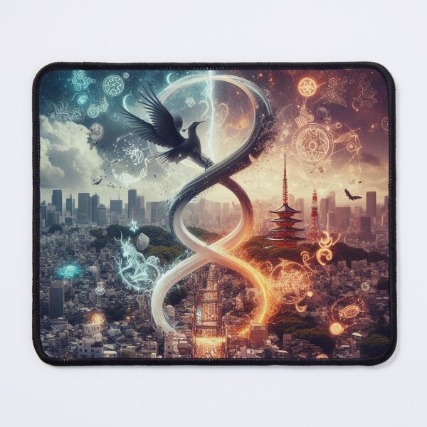 Item preview, Tokyo cityscape intertwined with curses and sorcery designed and sold by MahmodArt.
