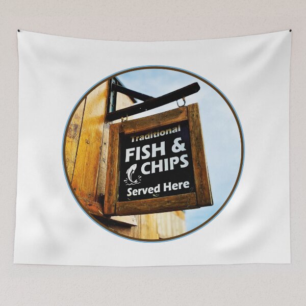 Item preview, Fish and Chips sign from Cornwall designed and sold by RoyalTarget.