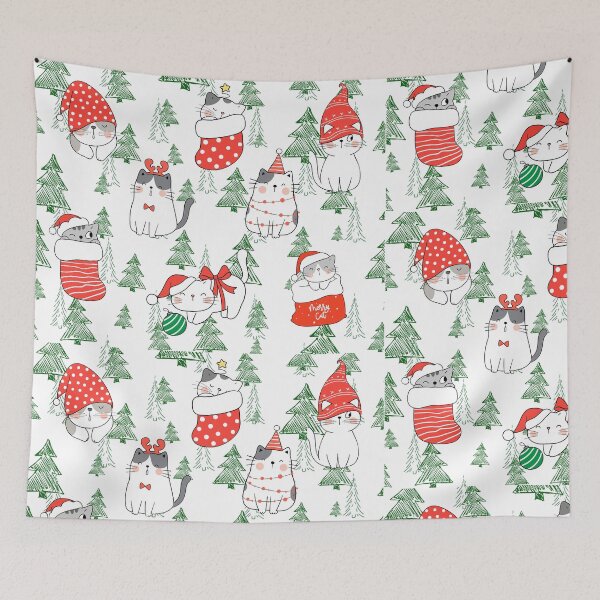 Item preview, a fancy cat Merry Christmas tree designed and sold by Miya-ArtShop.