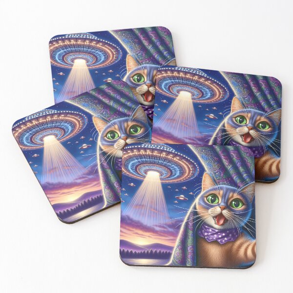 Item preview, Cosmic Gaze: Feline Observer & UFO Encounter designed and sold by RevGens.
