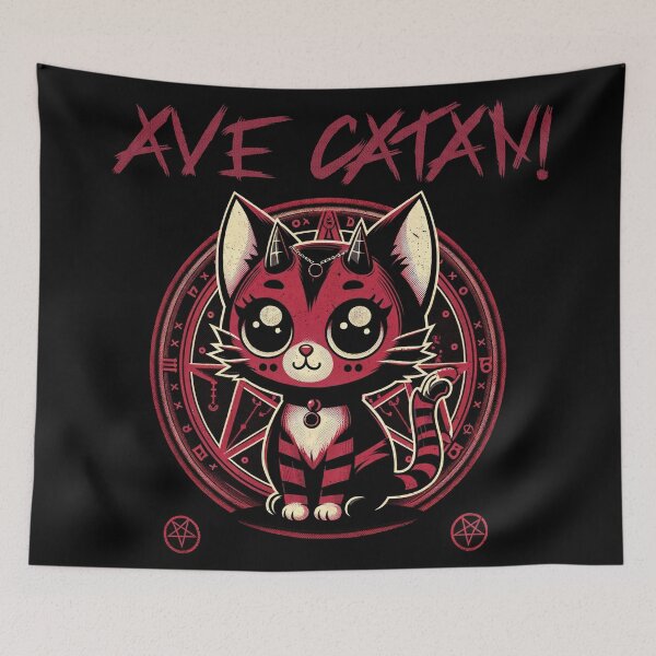 Item preview, Ave Catan!, Cute Pentagram, Satanic Cat, Retro Style designed and sold by shypixels.