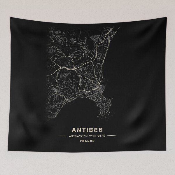 Item preview, Antibes Map Black and white designed and sold by Jerhus.