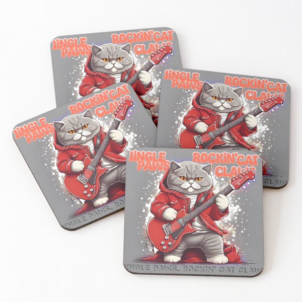 Item preview, Festive Feline: Rockstar Cat in Red Coat - Jingle Paws Edition designed and sold by purrfect pattern.
