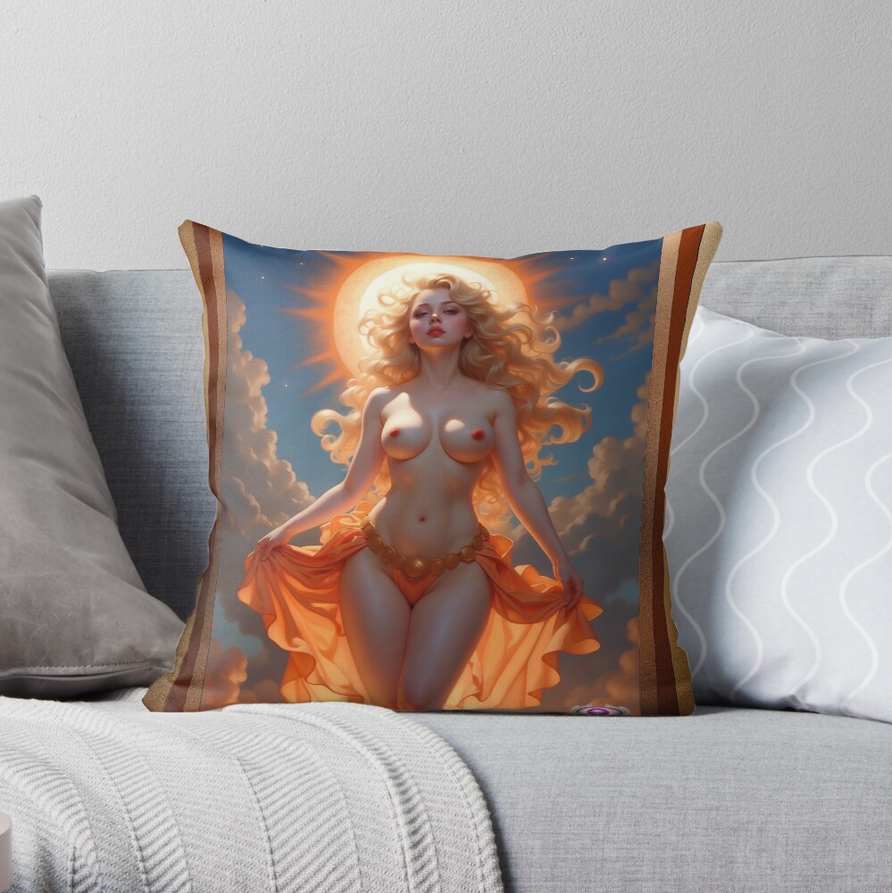 Captivating Fiery Beauty Of Dawn Allegorical Portrait AI Concept Art by Xzendor7 4 The Captivating Fiery Beauty Of Dawn Allegorical Portrait Gorgeous AI Concept Art by Xzendor7 Decorative Throw Pillow Art Print